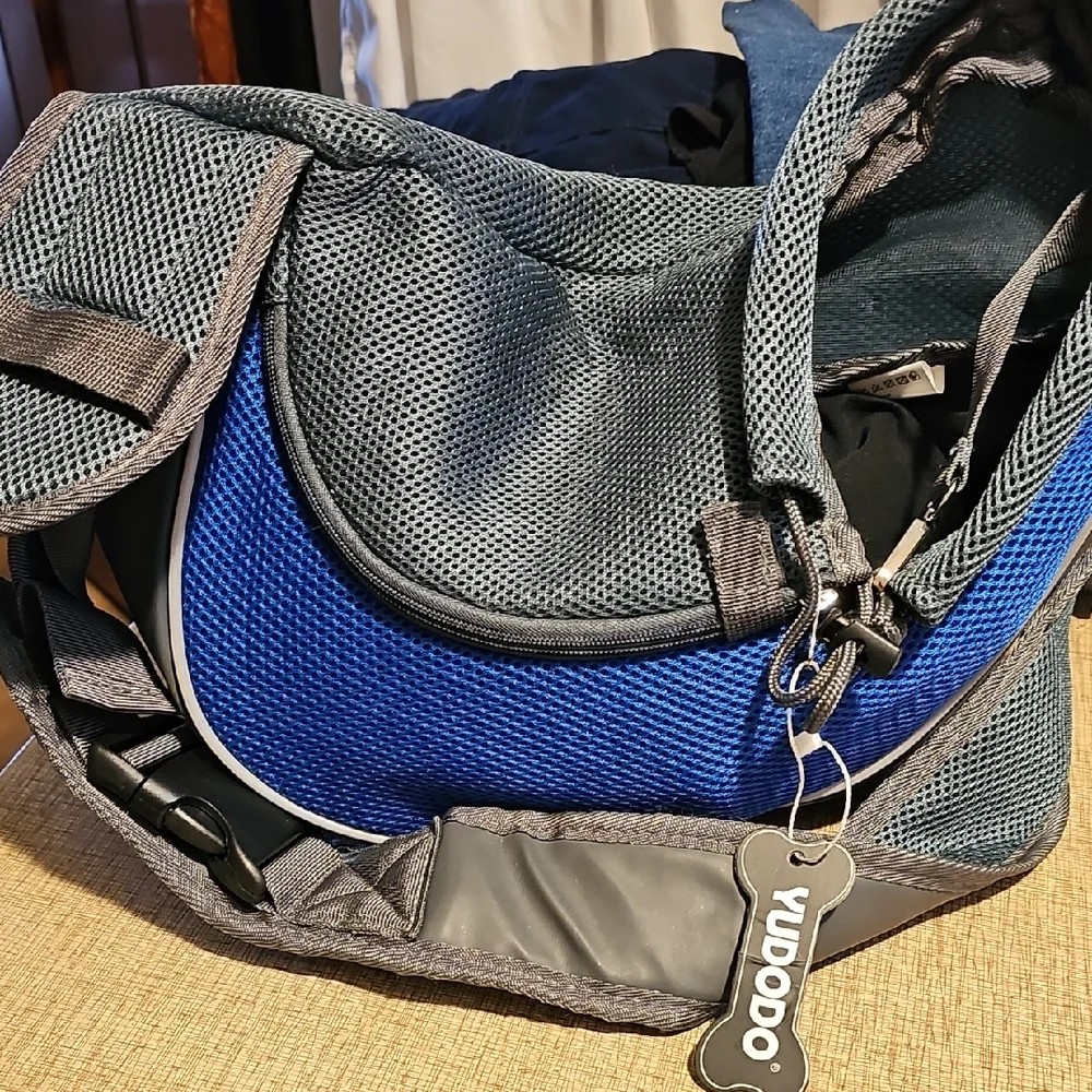 YUDODO Blue and Gray Pet Carrier sling Bag New Sz S